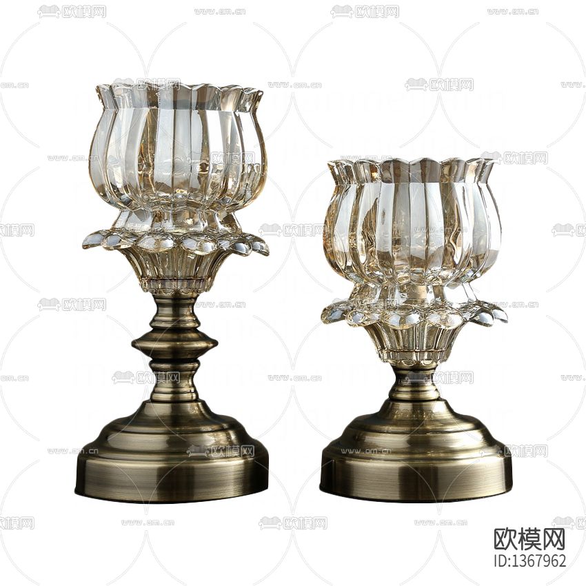 美式轻奢铁艺玻璃装饰烛台下载