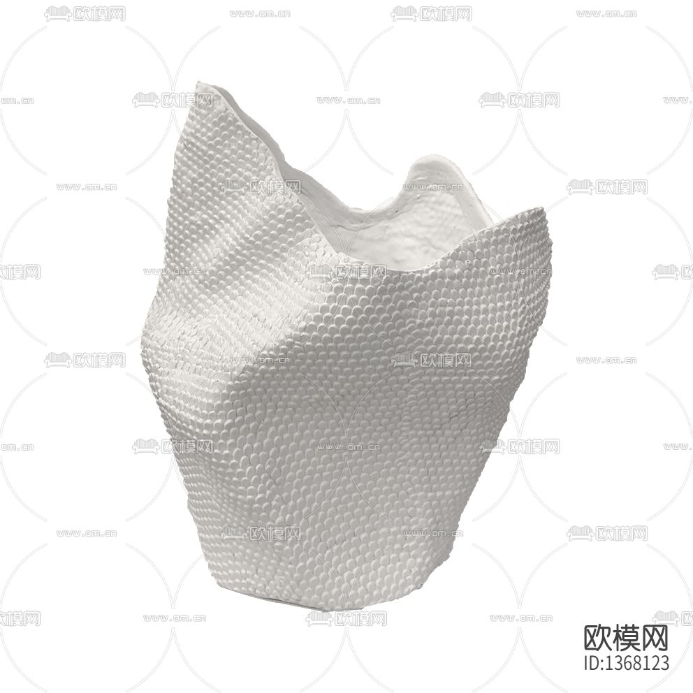 现代简约异形鳞片陶瓷花器下载