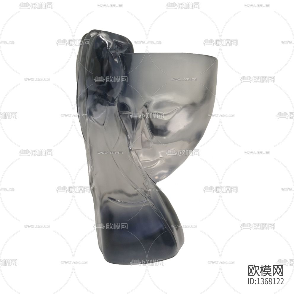 现代简约灰蓝色玻璃人像花器