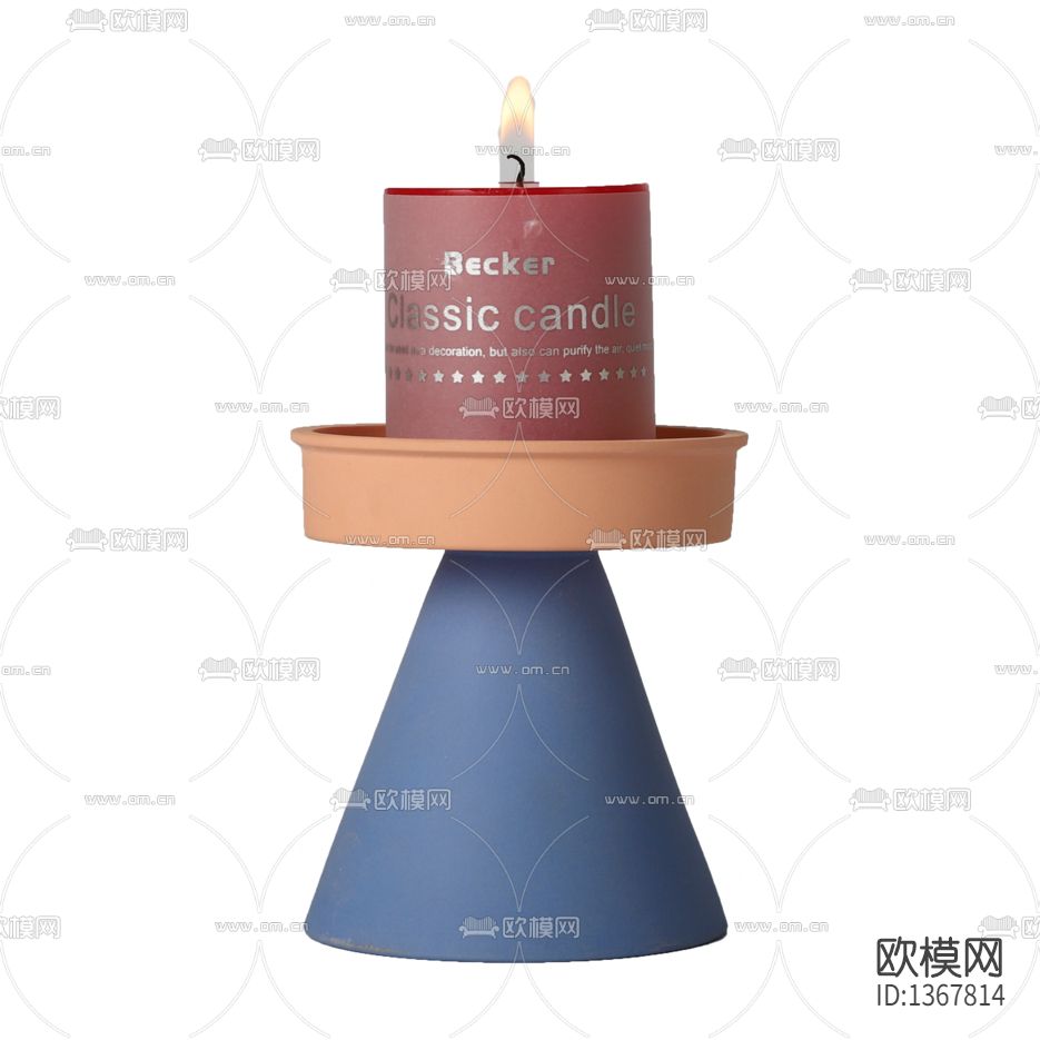 北欧简约几何体实木烛台下载