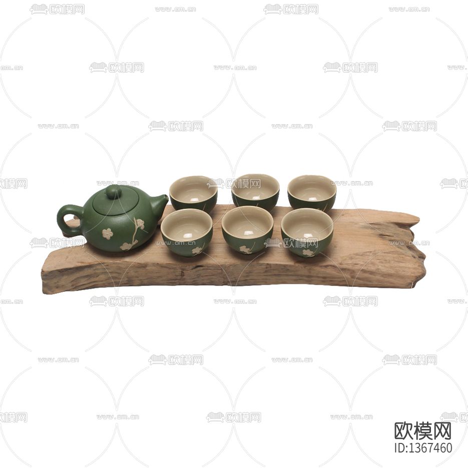 新中式禅意绿色彩釉陶瓷茶具