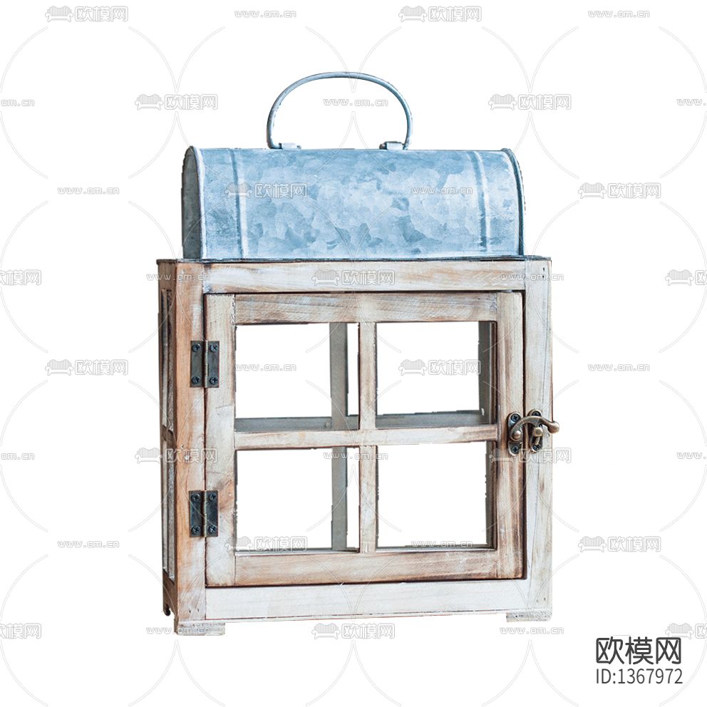 美式复古做旧实木铁艺防风烛台下载