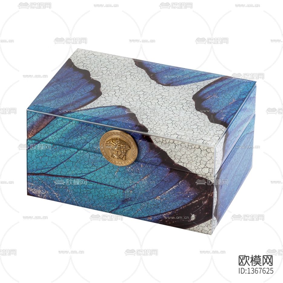现代轻奢实木蝴蝶印花铁艺雕刻装饰盒