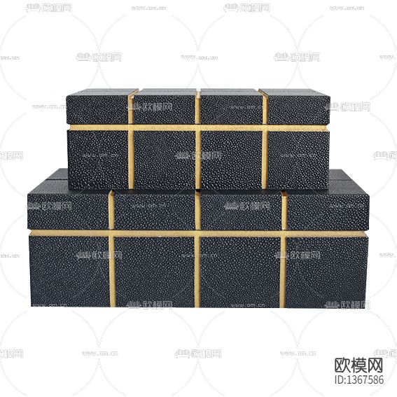 现代轻奢皮革金边装饰盒