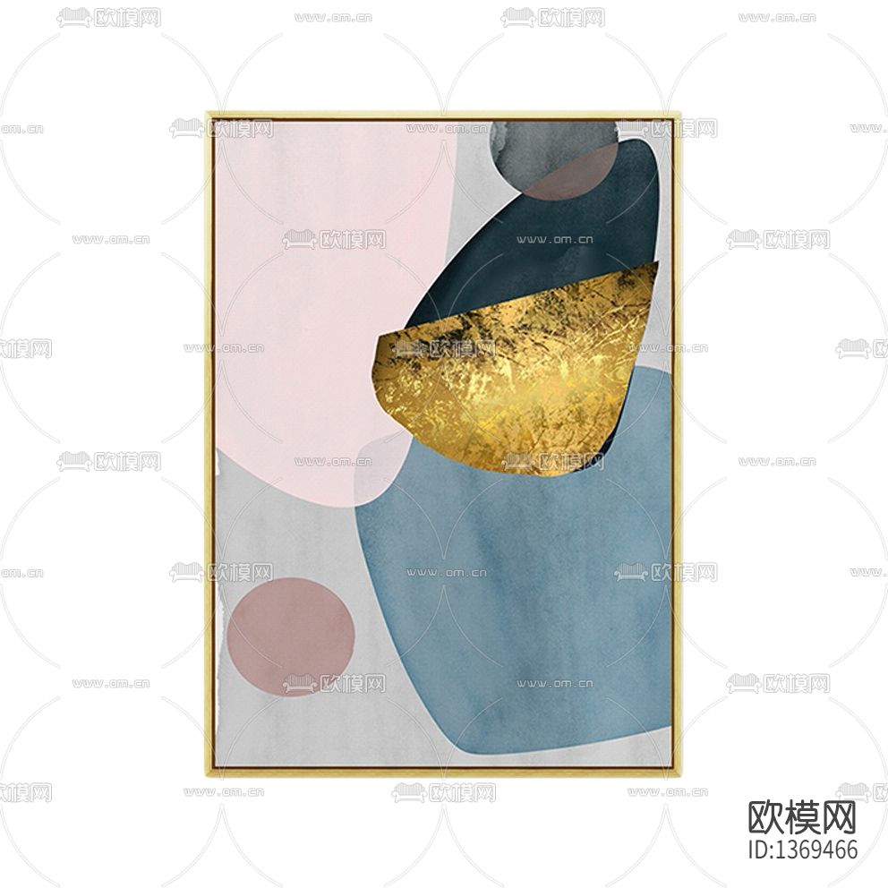 北欧简约色块金箔抽象画