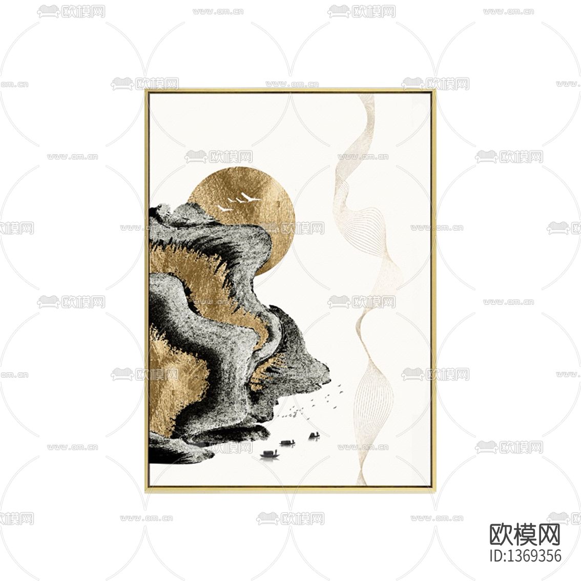 现代轻奢禅意水墨抽象画
