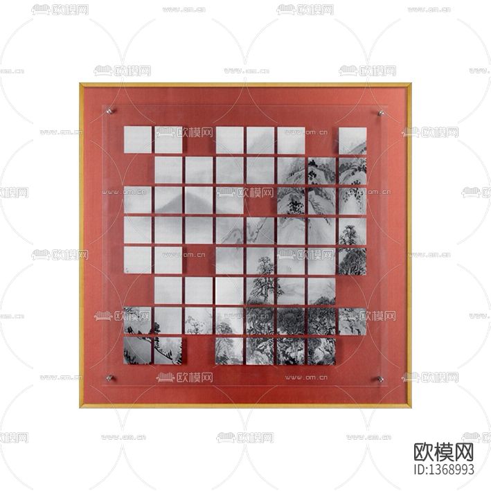 新中式轻奢创意水墨拼图装置画下载