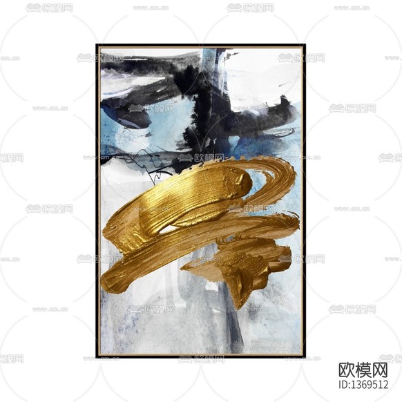 新中式轻奢水墨金墨抽象画下载