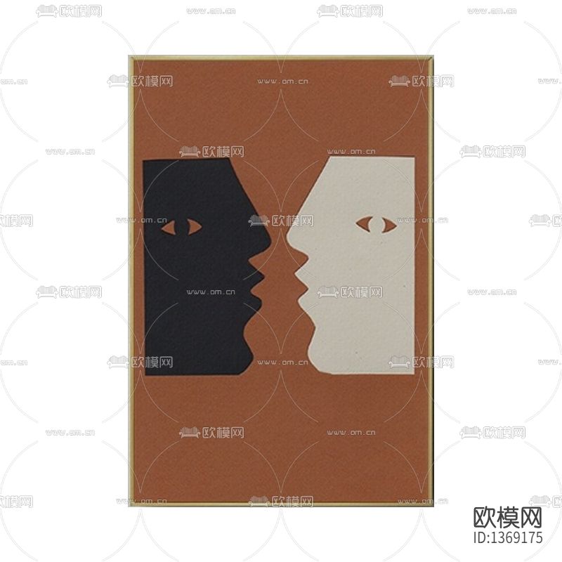 现代简约黑白人像装饰抽象画
