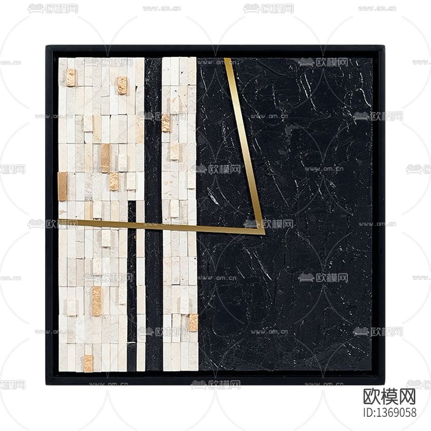 现代轻奢石材金属实物装置画下载