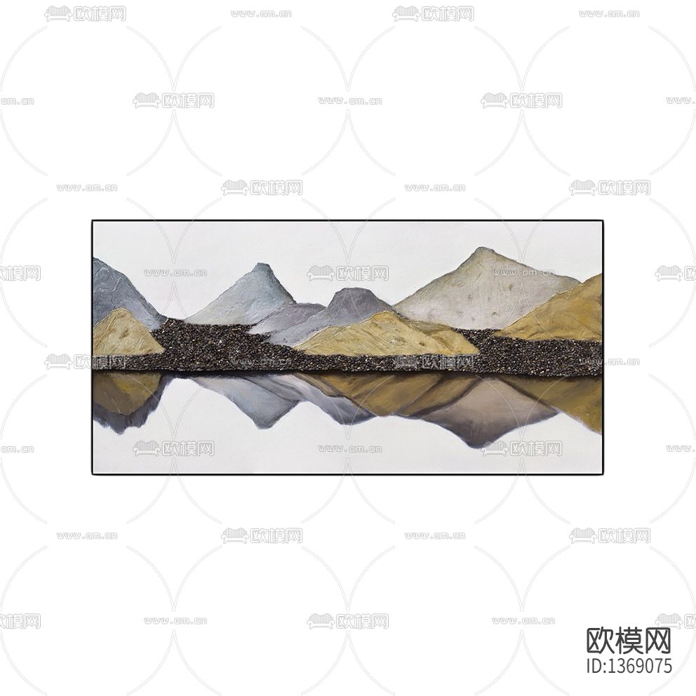 新中式创意石片鹅卵石拼接装置画下载