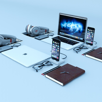  现代苹果笔记本电脑su模型 