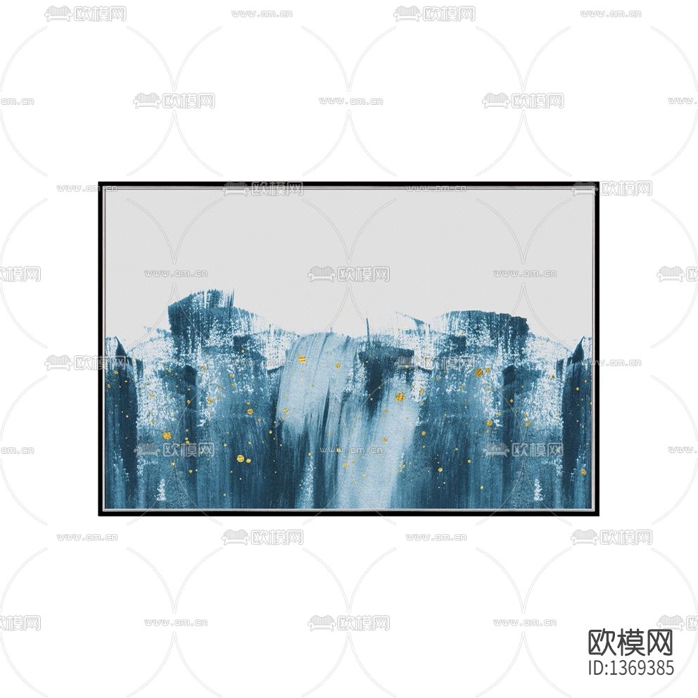 现代轻奢蓝色水墨抽象画