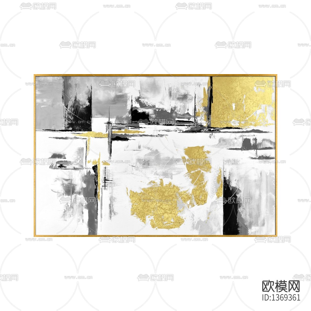 现代轻奢水墨金箔抽象画