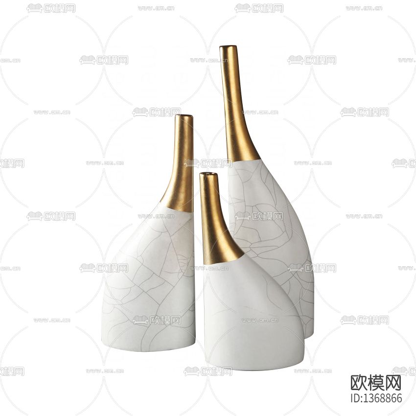 现代轻奢裂纹镀金陶瓷花瓶下载