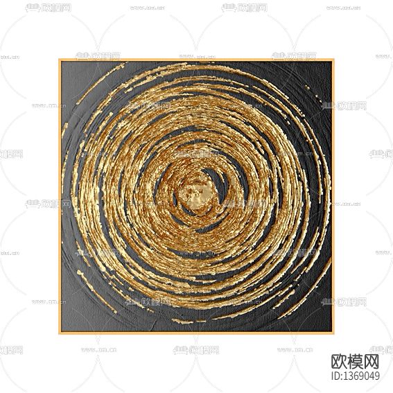 现代轻奢抽象铂金圈装置画下载