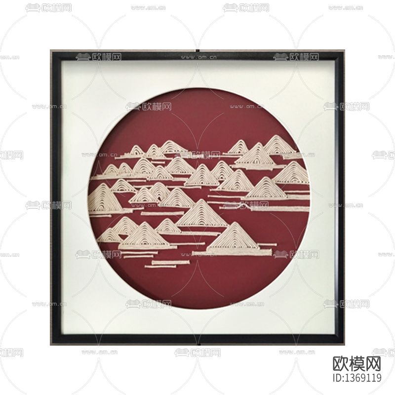 新中式轻奢山水实物装置画