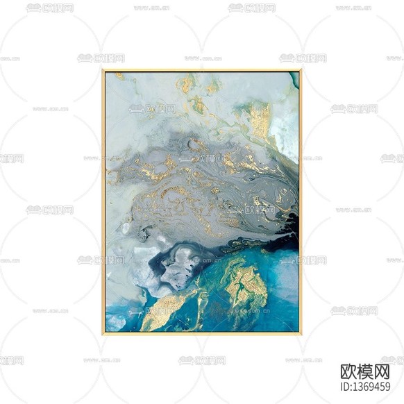 現代輕奢彩色暈染金箔抽象畫下載