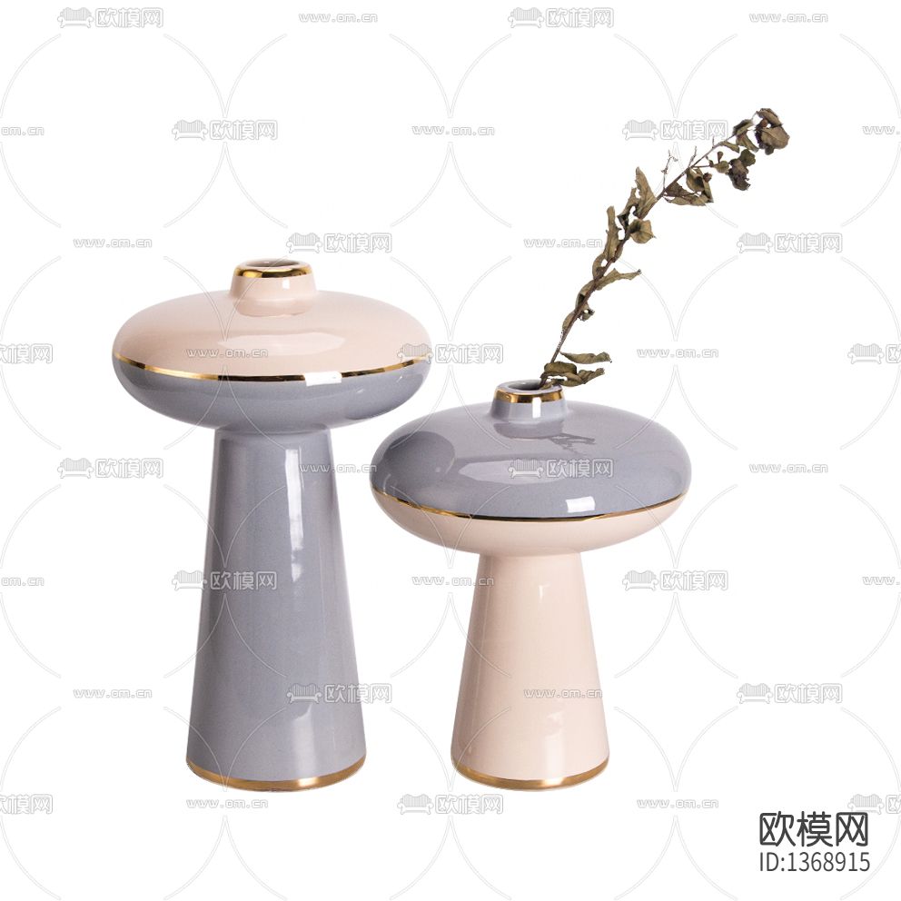 现代轻奢莫兰迪粉紫色金圈高脚花瓶下载