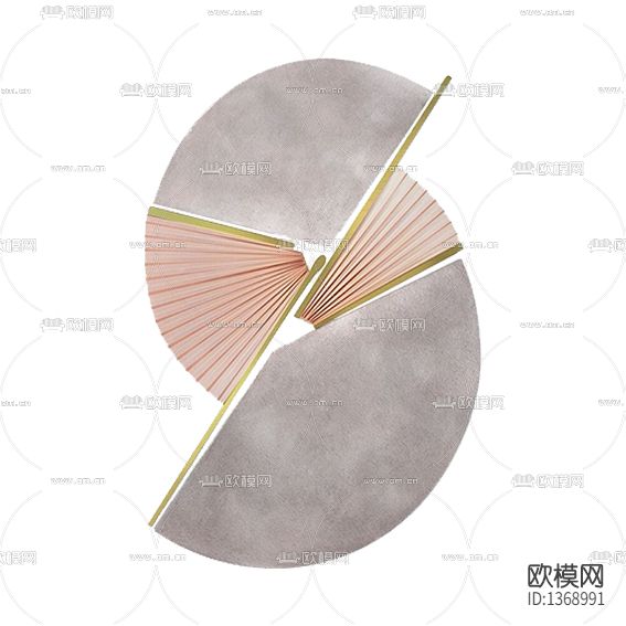 现代轻奢创意折扇装置画下载