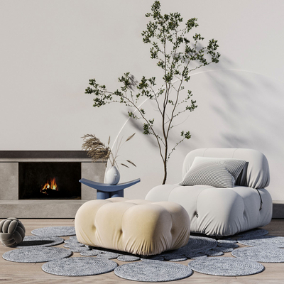  现代布艺懒人沙发su模型 