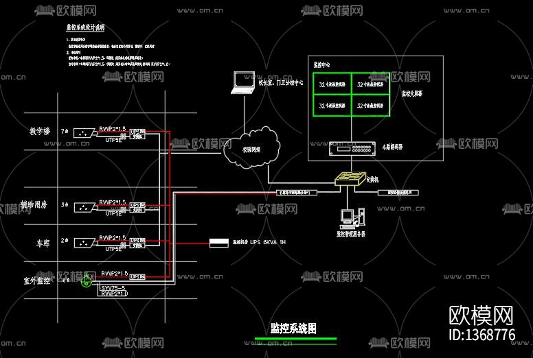 学校弱电智能化cad图纸下载（渲染图2）