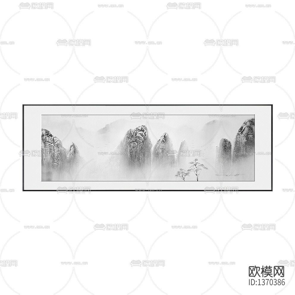 新中式禅意水墨山水画