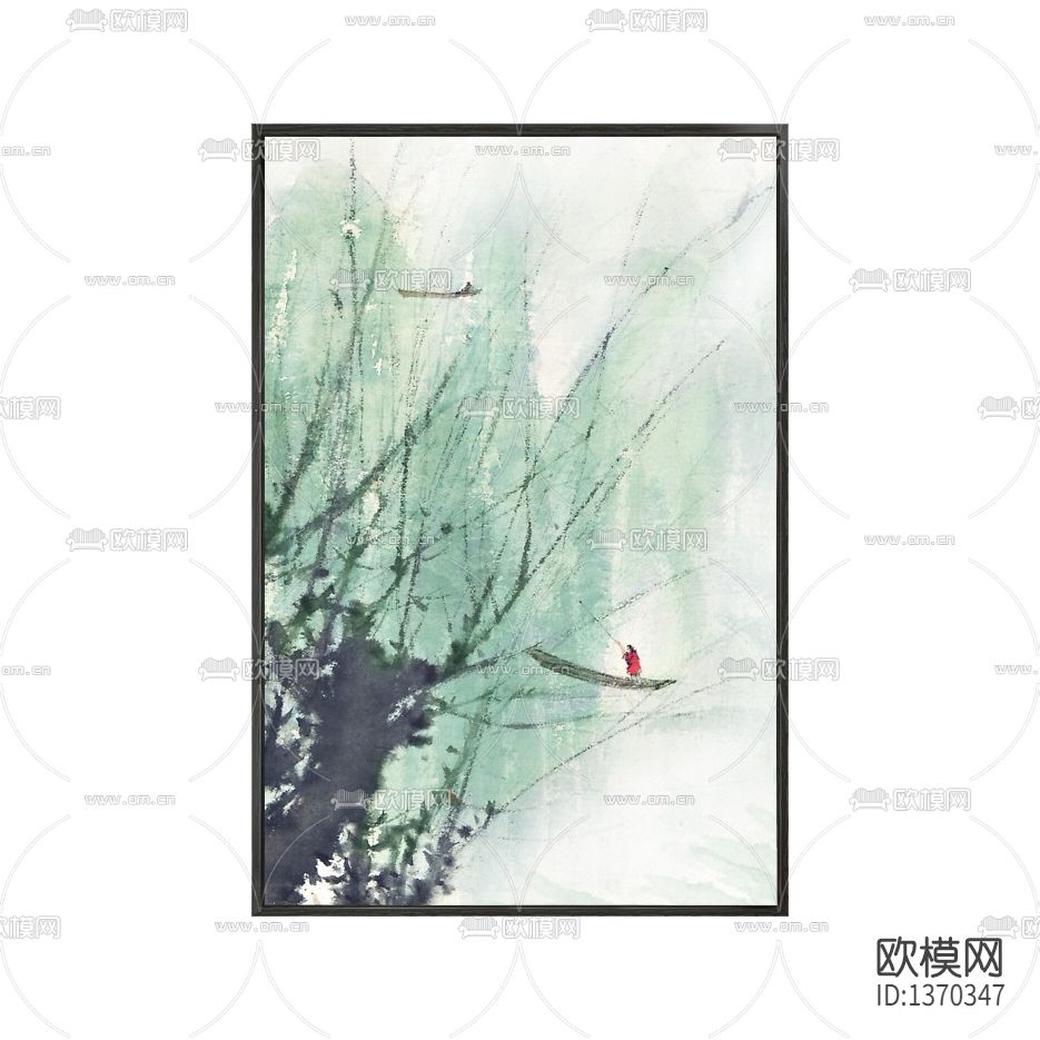 新中式傅抱石柳畔国画
