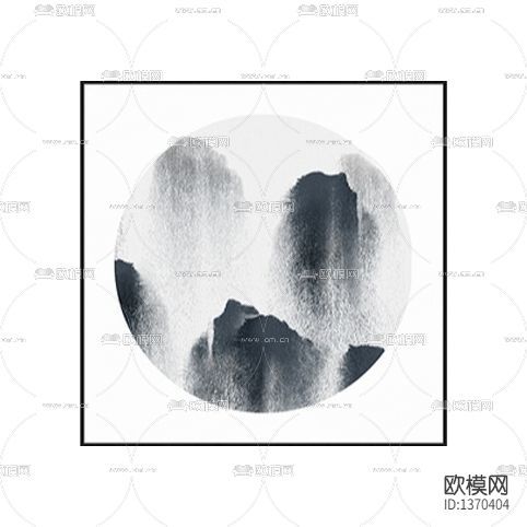 新中式禅意圆形墨蓝色水墨画下载