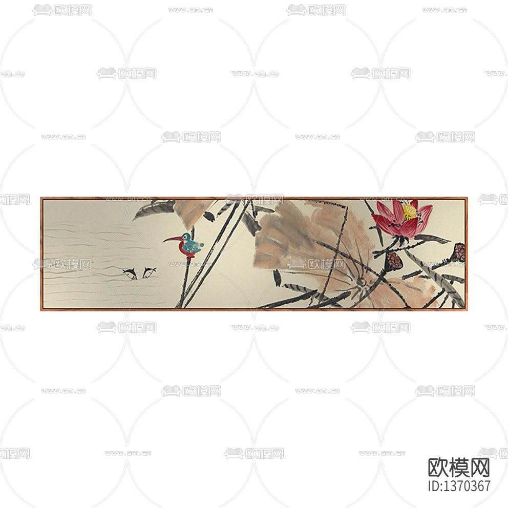 新中式禅意花卉植物水墨画下载