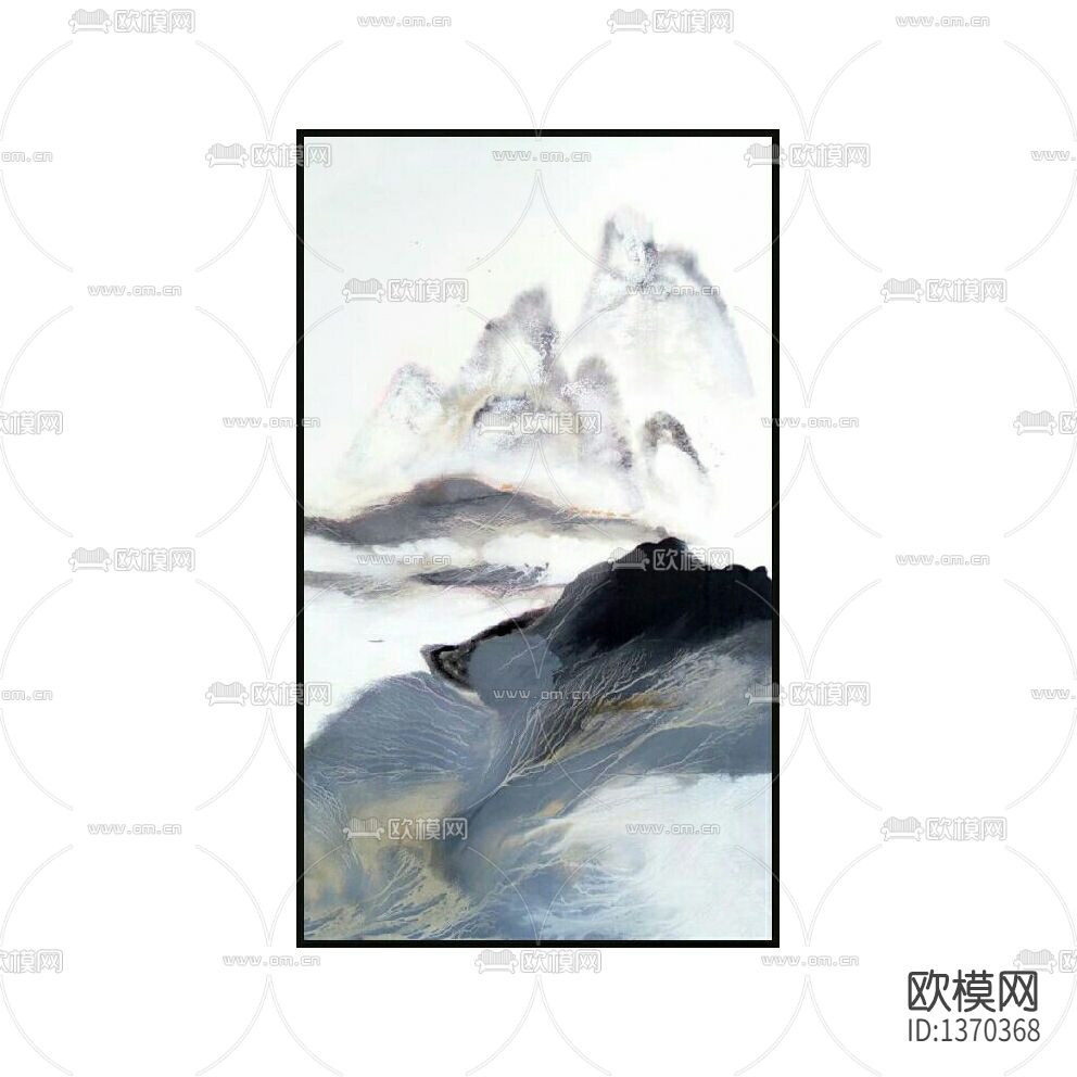 新中式禅意水墨云雾金线国画