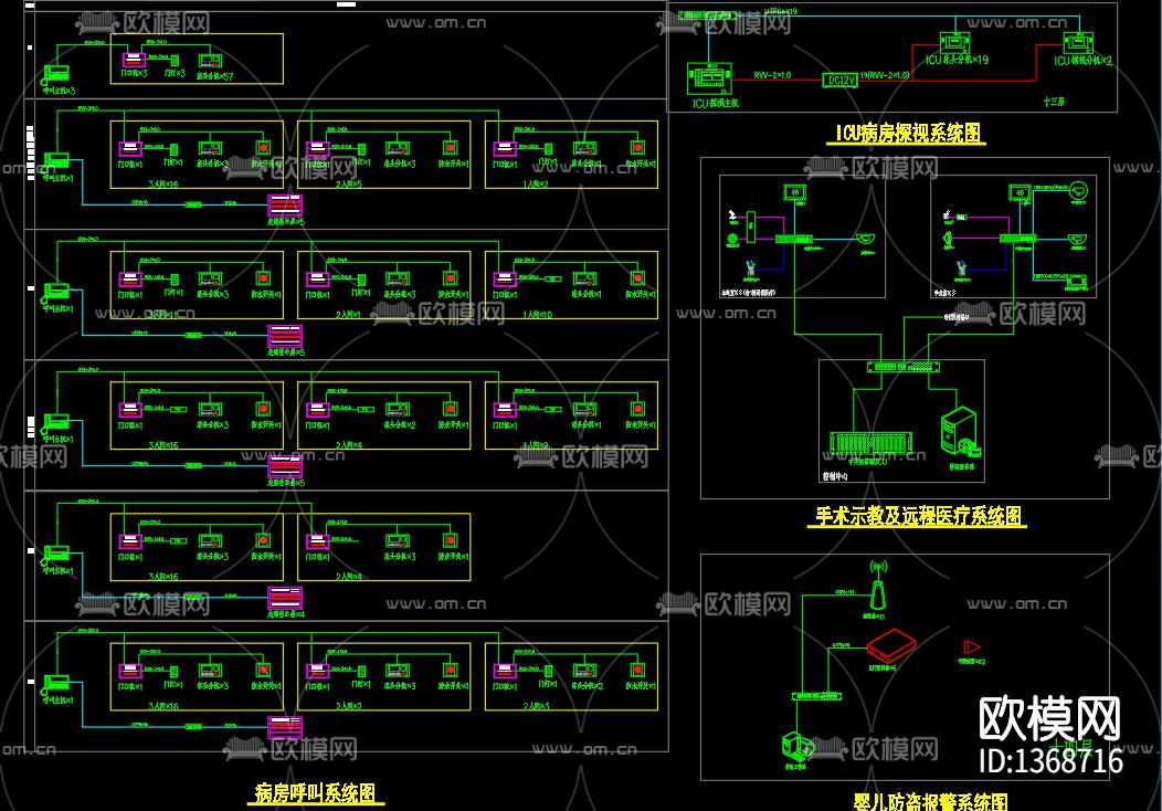 大型医院智能化系统图cad施工图下载（渲染图4）