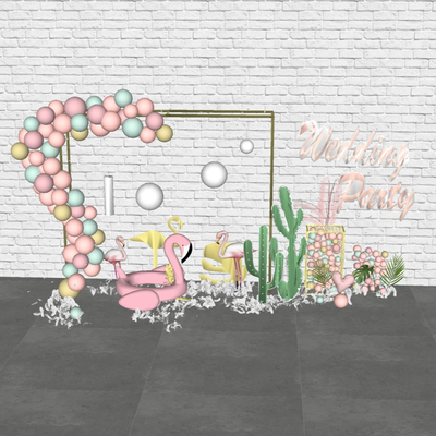  现代婚礼场景合影区su模型 