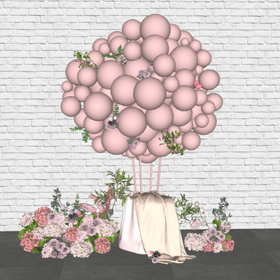  现代婚礼场景合影区su模型 