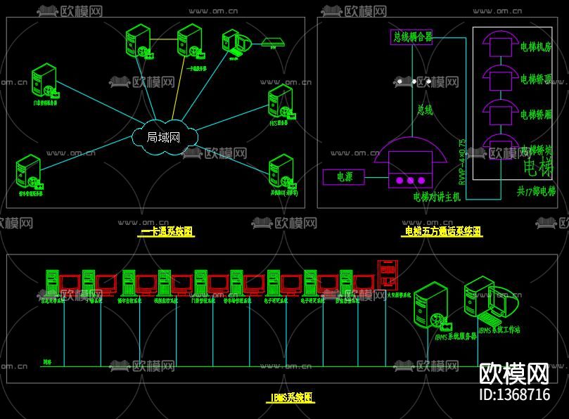 大型医院智能化系统图cad施工图下载（渲染图2）