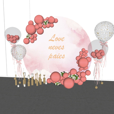  现代婚礼场景气球合影区su模型 