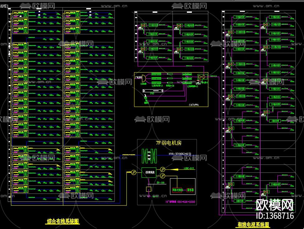 大型医院智能化系统图cad施工图下载（渲染图1）