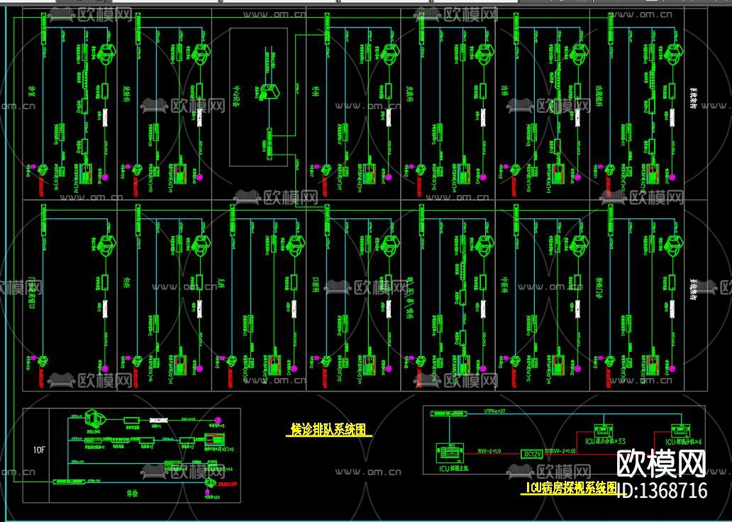 大型医院智能化系统图cad施工图下载（渲染图3）