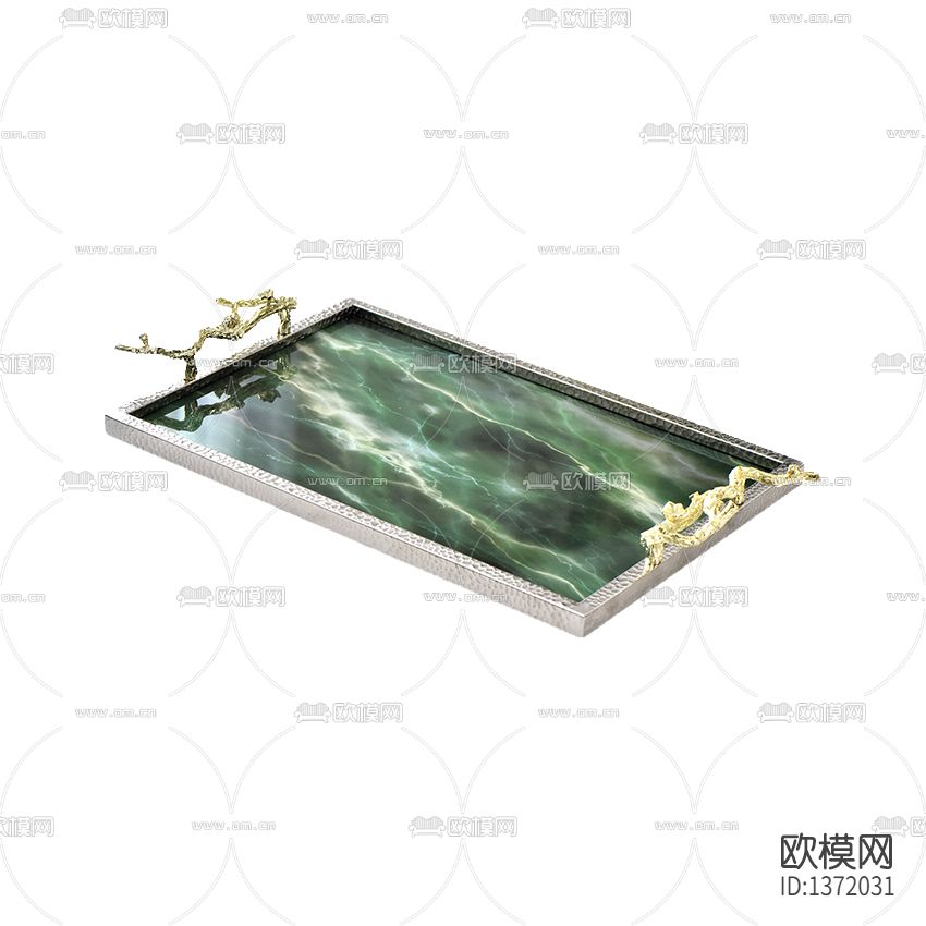 美式轻奢铁艺干支大理石托盘下载