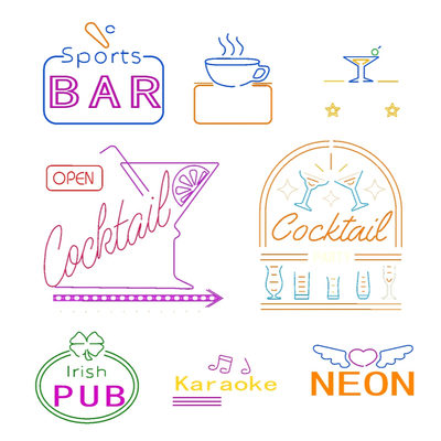  现代商业街店铺霓虹灯su模型 