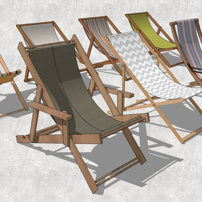  现代户外休闲沙滩椅su模型 