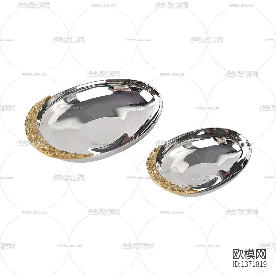 现代轻奢银色不锈钢环月托盘下载