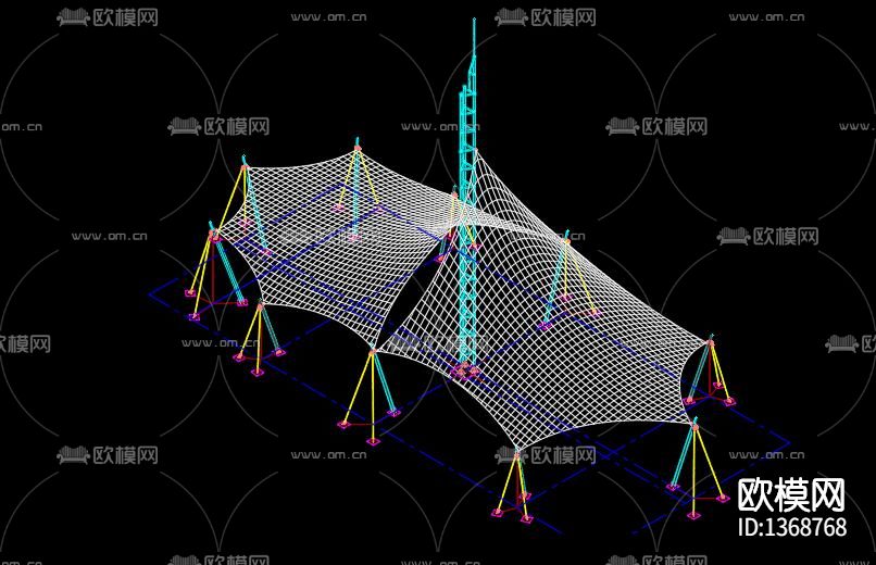 张拉膜cad施工图下载（渲染图1）