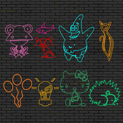  现代商业街店铺霓虹灯su模型 