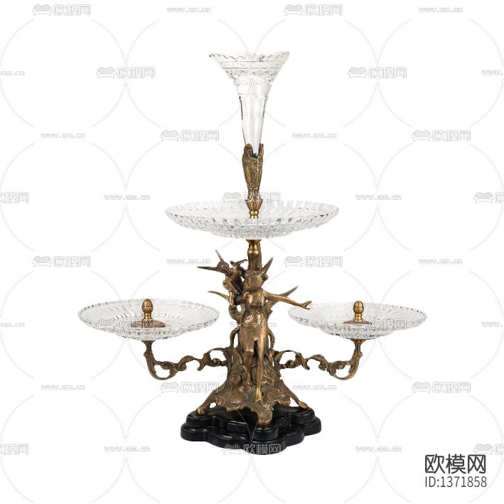 欧式复古铁艺人像雕塑玻璃托盘