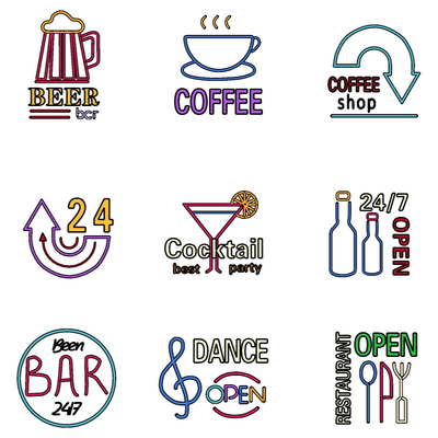  现代商业街店铺霓虹灯su模型 