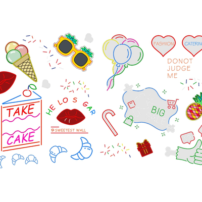  现代商业街店铺霓虹灯su模型 