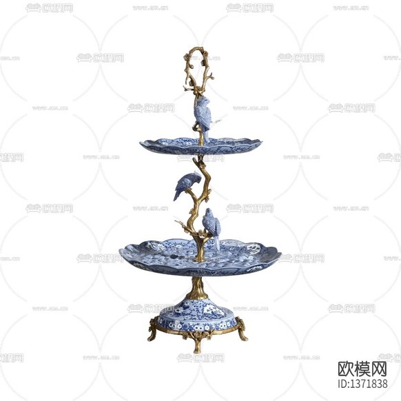 欧式复古铁艺树枝陶瓷托盘下载