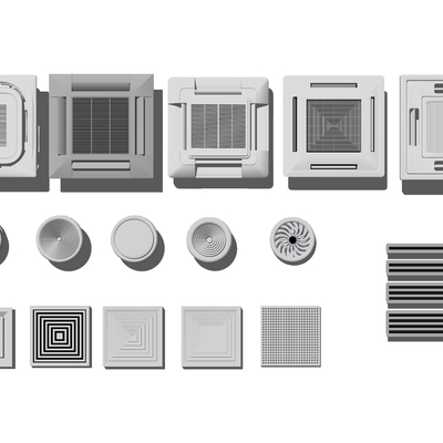  现代空调出风口排风扇su模型 