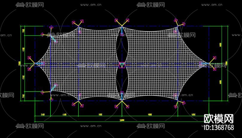 张拉膜cad施工图下载（渲染图2）